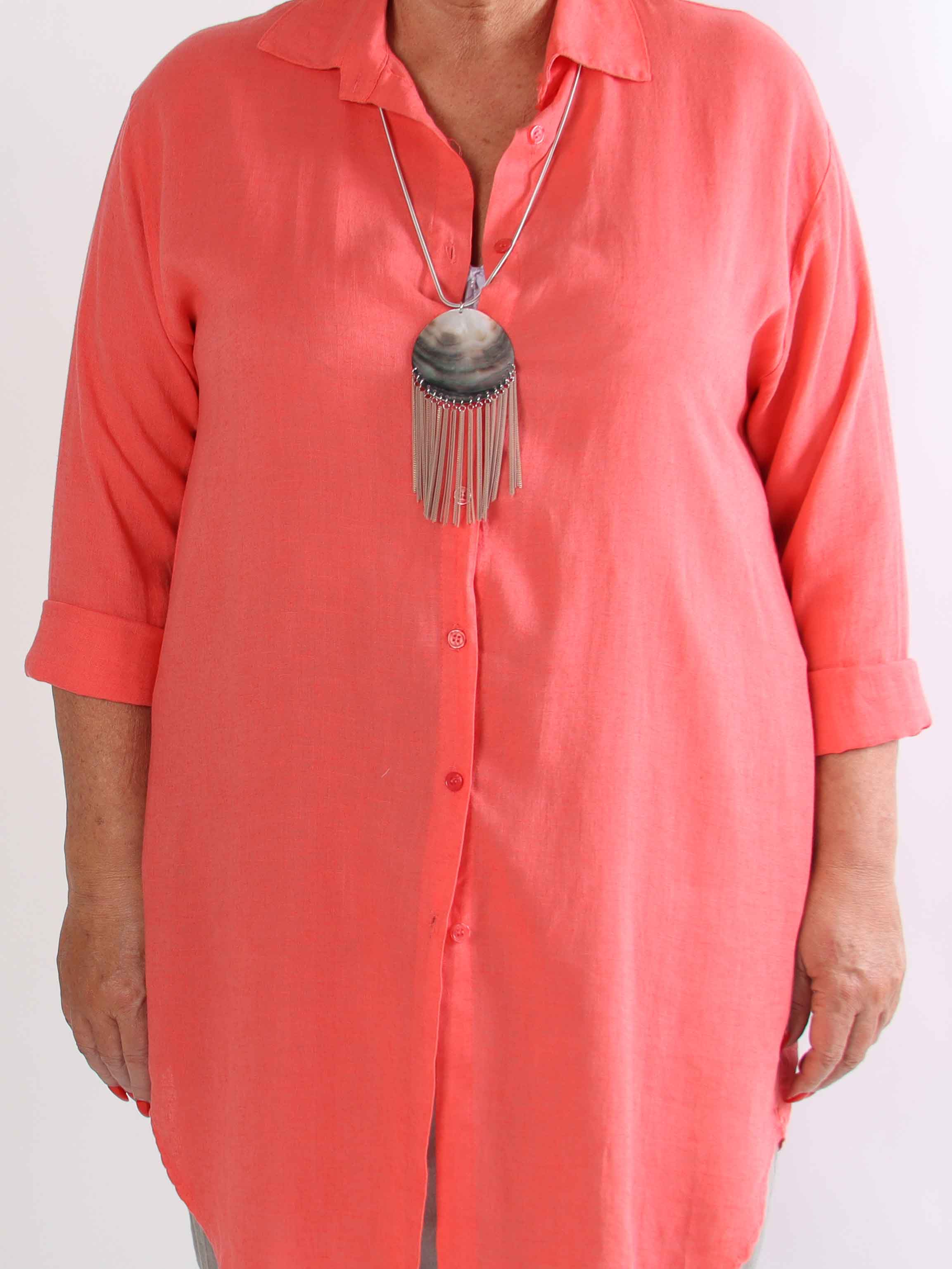 Clara Dress - Plus size skjortekjole i viskose og hør